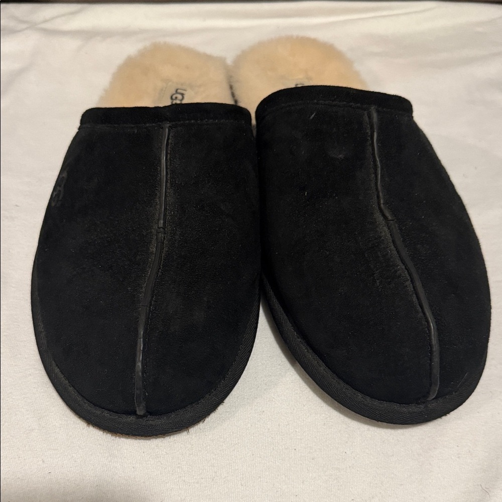 UGG Black and Cream Shearling Slippers - Picture 2 of 5